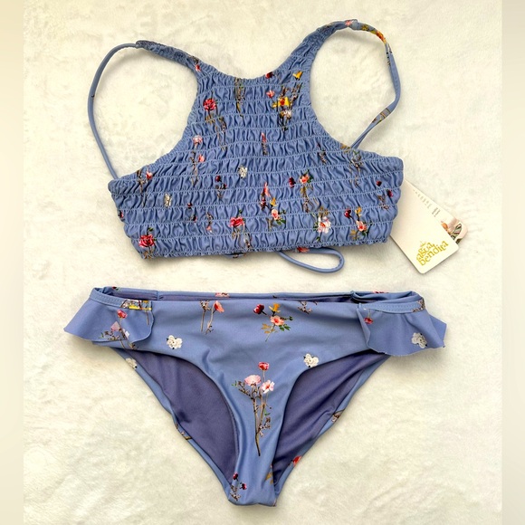 AGUA BENDITA - Floral Blue Bikini Set - size 10 Girls - NWT